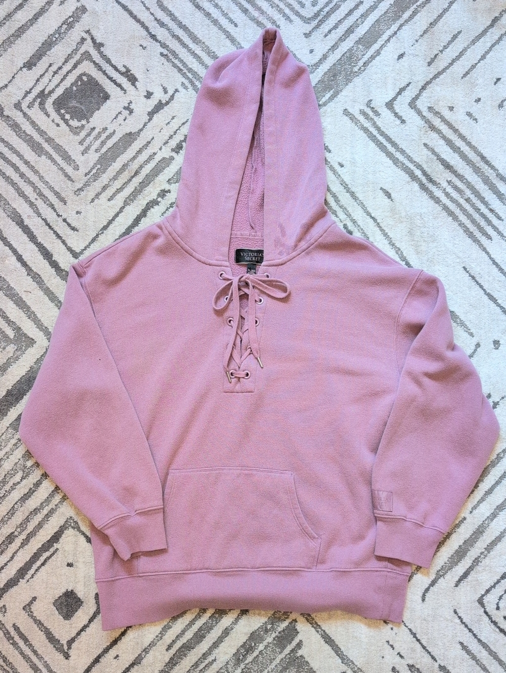 Victorias Secret Vintage Dusty Pink Lace Up Hoody
